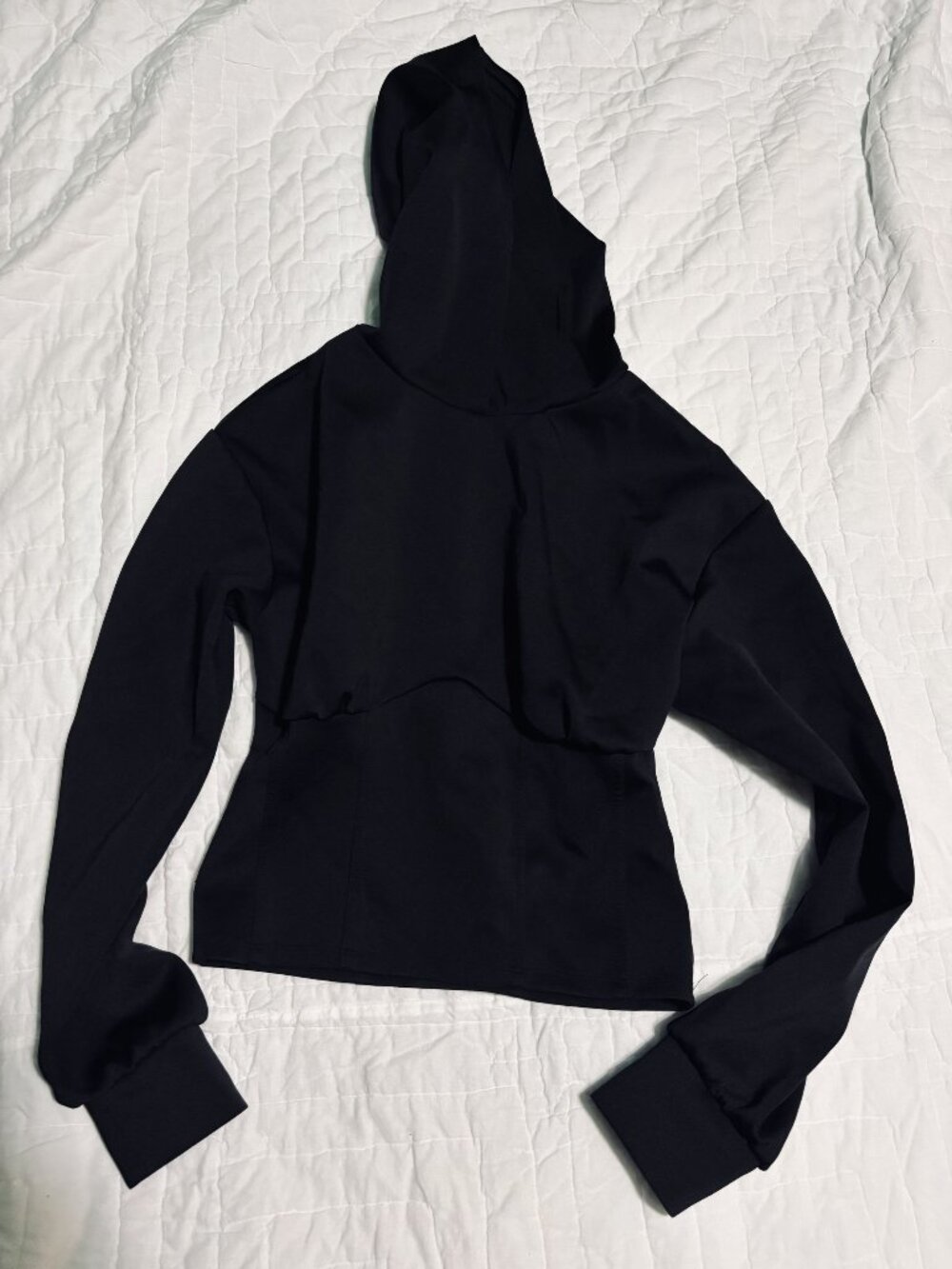 Express Black Cropped Hoodie XS Nylon/Spandex Blend With Long Sleeves